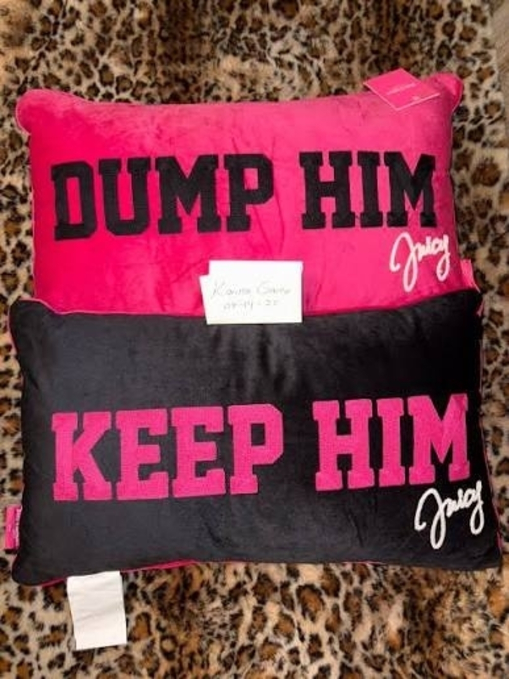 Juicy Couture Dump Him Keep Him Decorative Pillow - Pink & Black